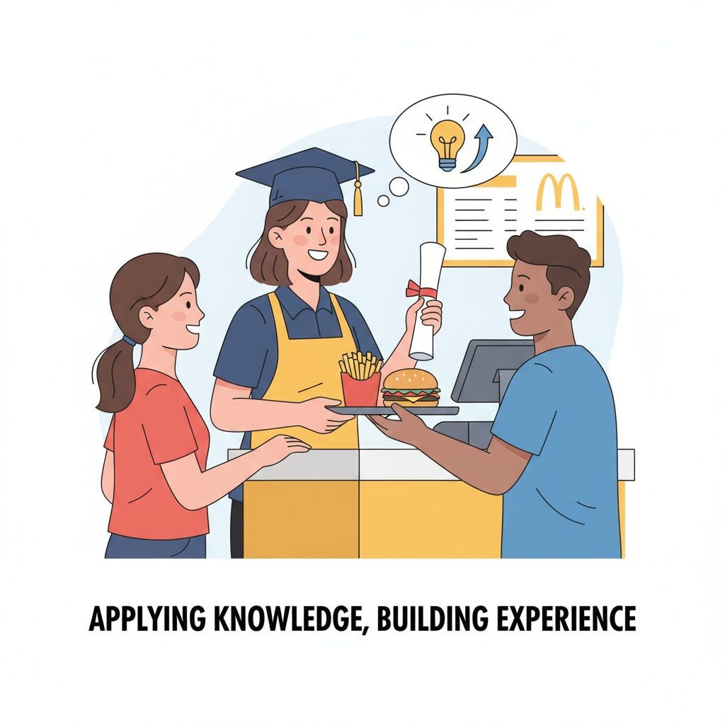 A graduate working in the fast-food industry, reflecting the job market situation for university degree holders in 2025