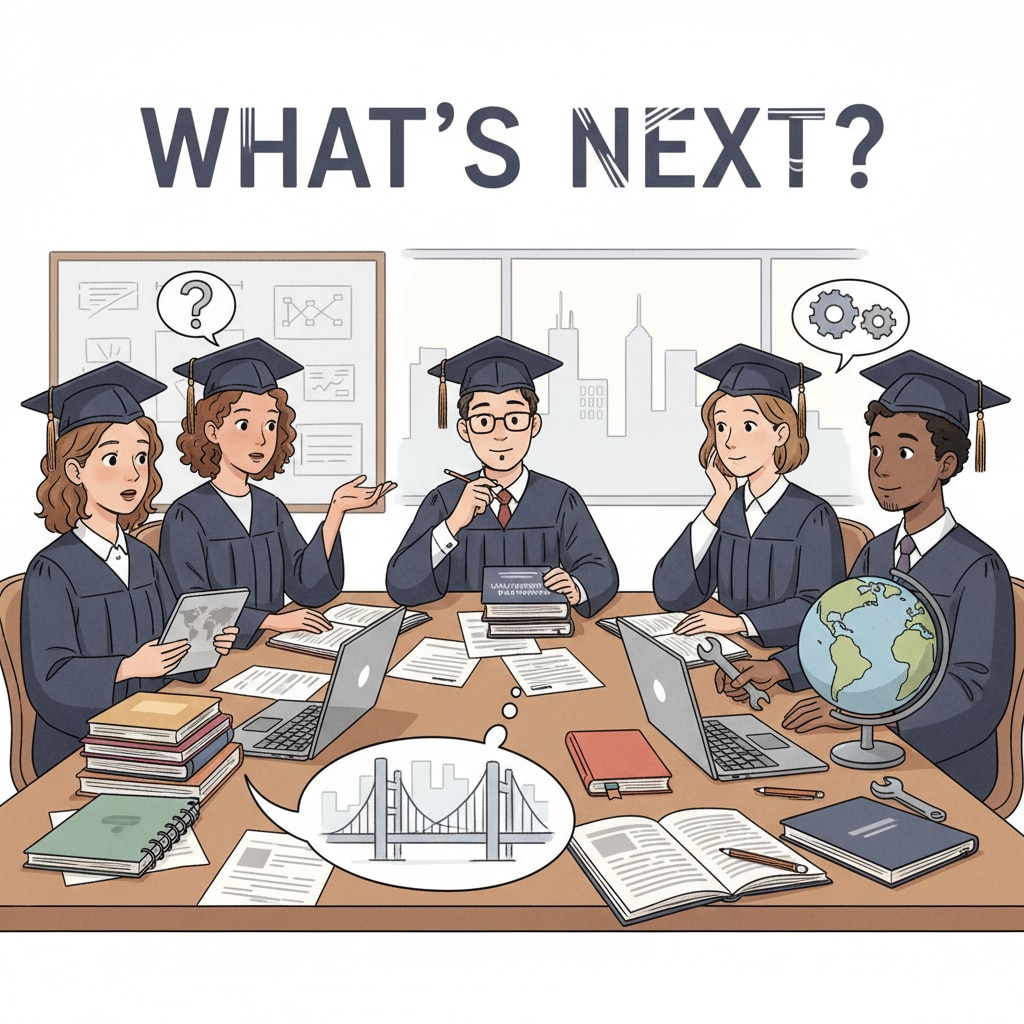 A group of K12 graduates are sitting around a table, discussing their future plans with expressions of uncertainty and hope on their faces. K12 graduates discussing educational advancement and career choices