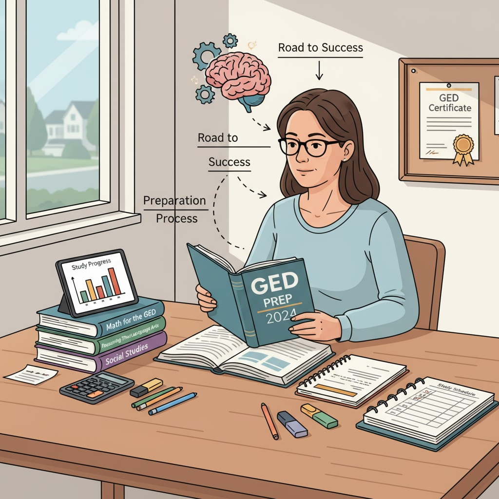 Person studying for GED exam in adult education