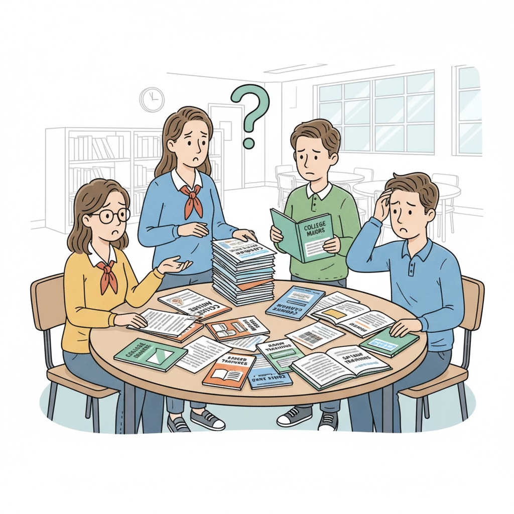 High school graduates facing the dilemma of career choices, considering various career options while being confused.