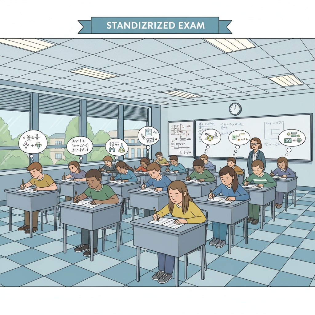 Students taking a standardized test in secondary education