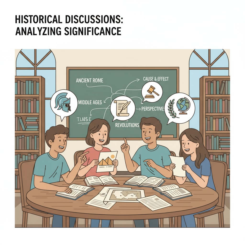 Students actively discussing historical events for deep learning