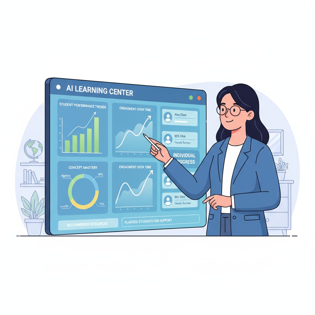 Teacher using AI Learning Center dashboard for student data analysis