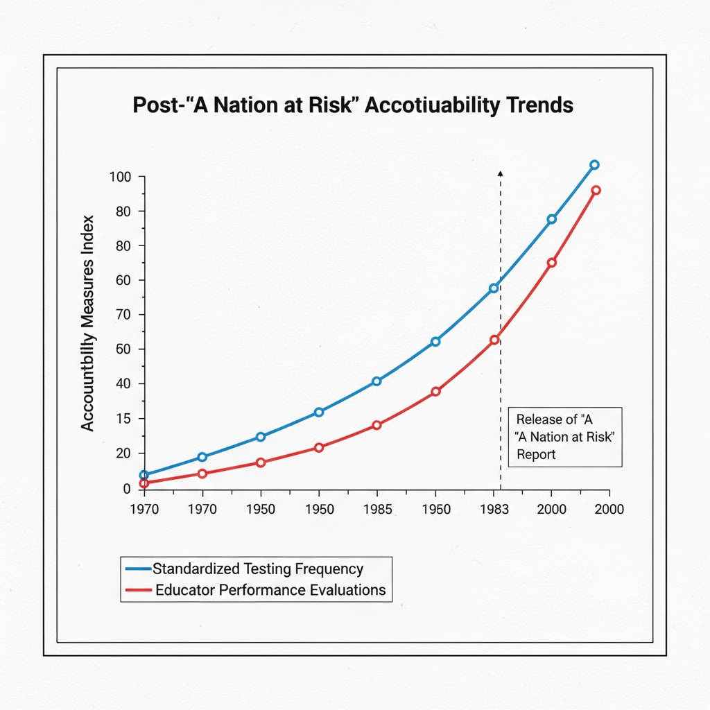 Graph showing the increase in educational accountability measures post 'A Nation at Risk' report.