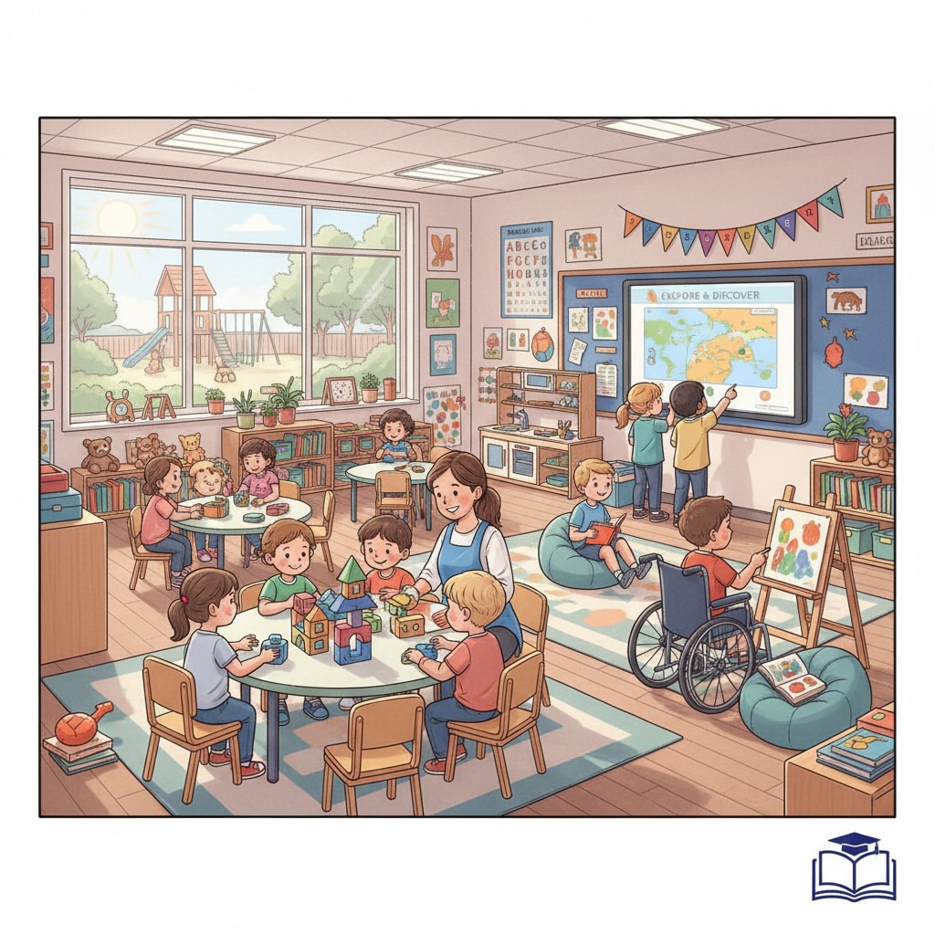 Children learning in a high-quality private kindergarten