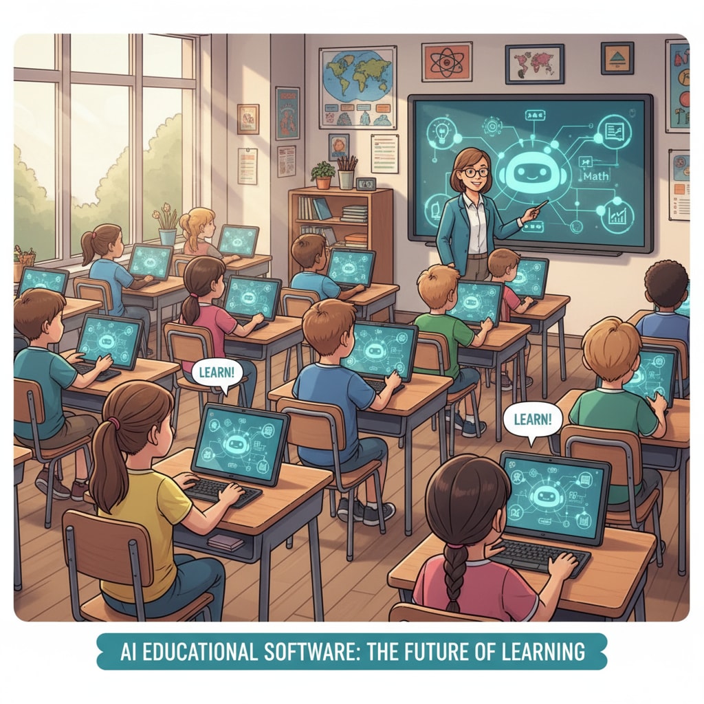 Students using AI educational tools in a classroom for personalized learning and developing critical thinking