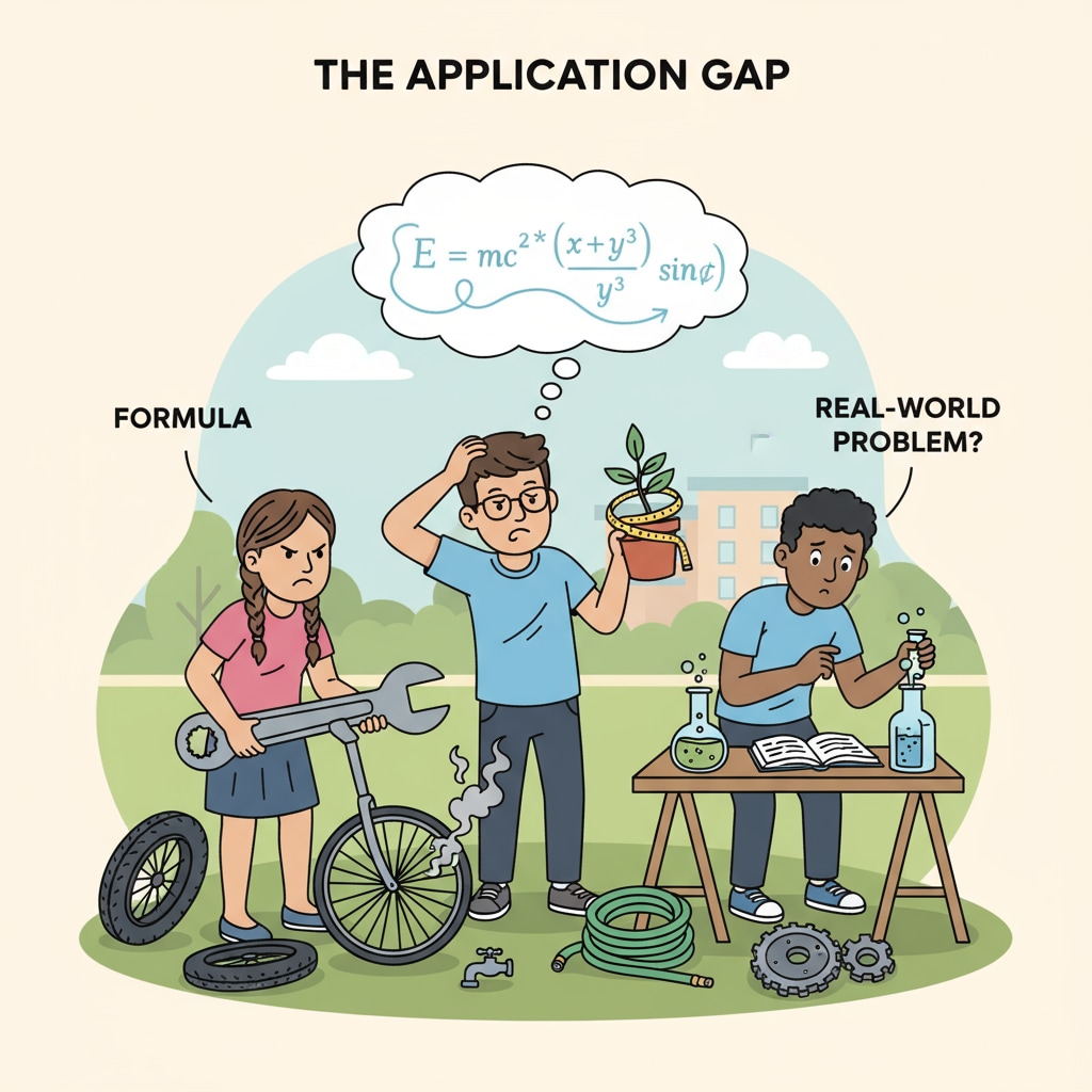 Students struggling with the practical application of memorized formulas in school education and academic evaluation context
