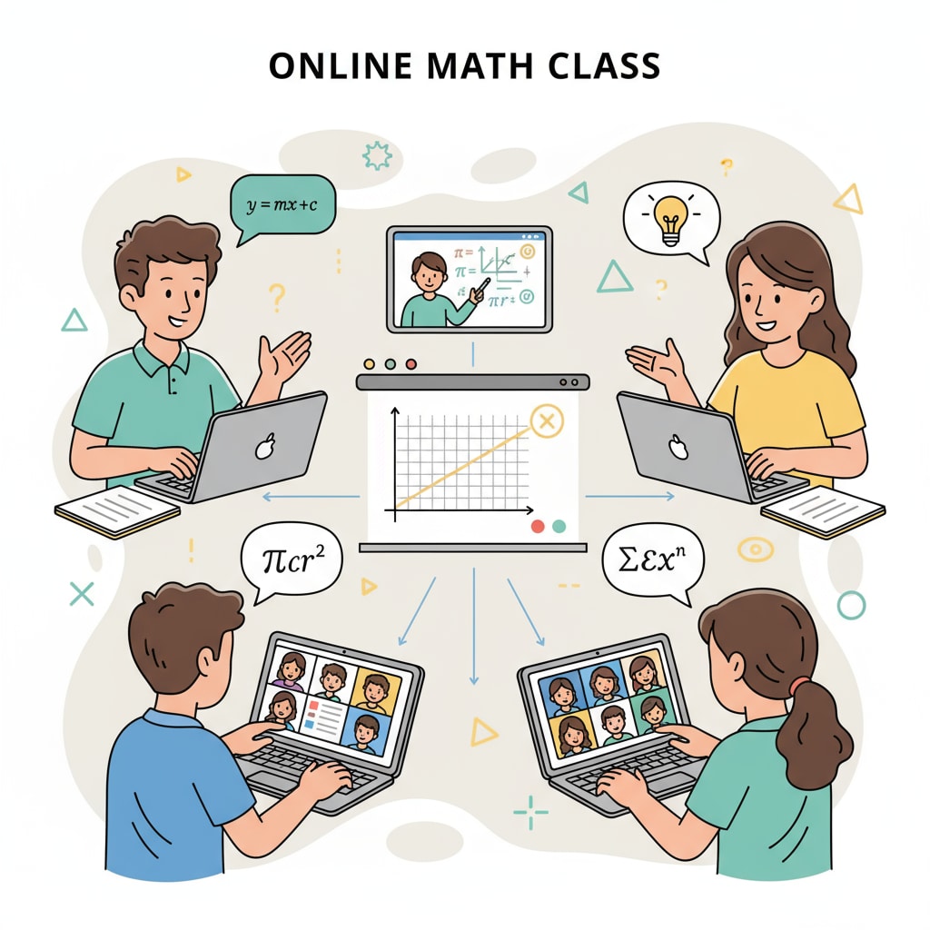 Students participating in an online math honors distance education class