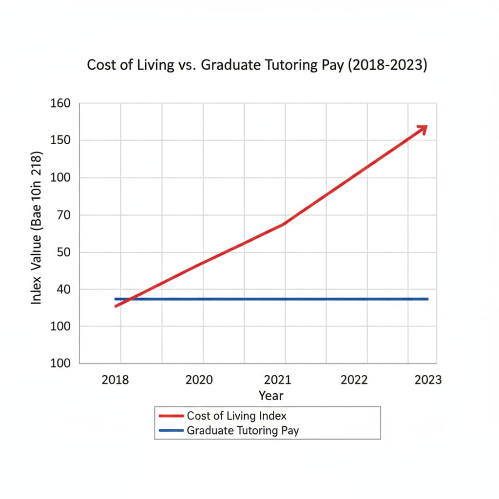 Graph showing cost of living and tutoring pay for graduates