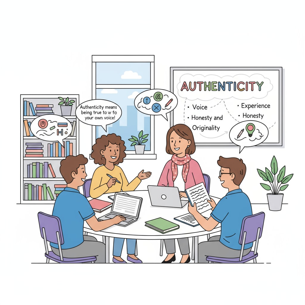 Students discussing writing authenticity, AI detection, and teaching methods in a classroom