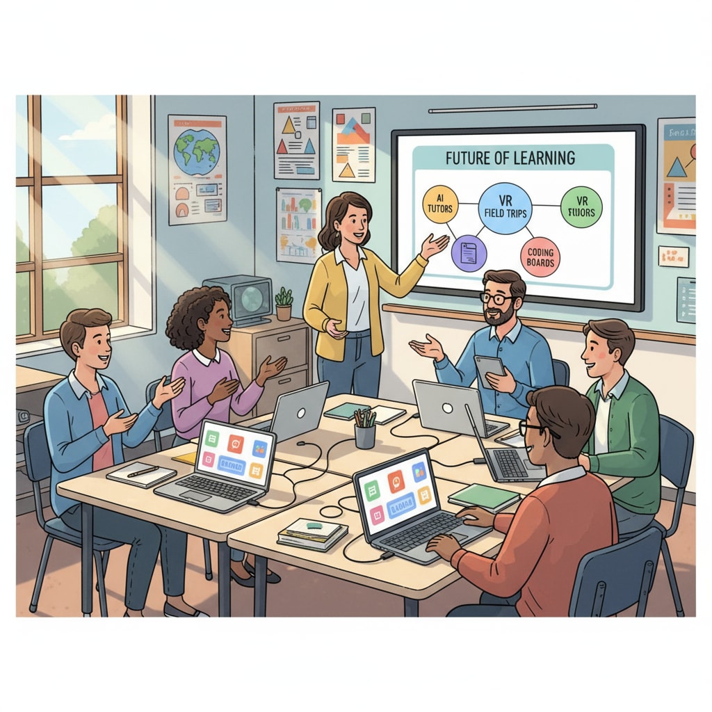 K12 teachers discussing educational technology adoption and information sources in a classroom