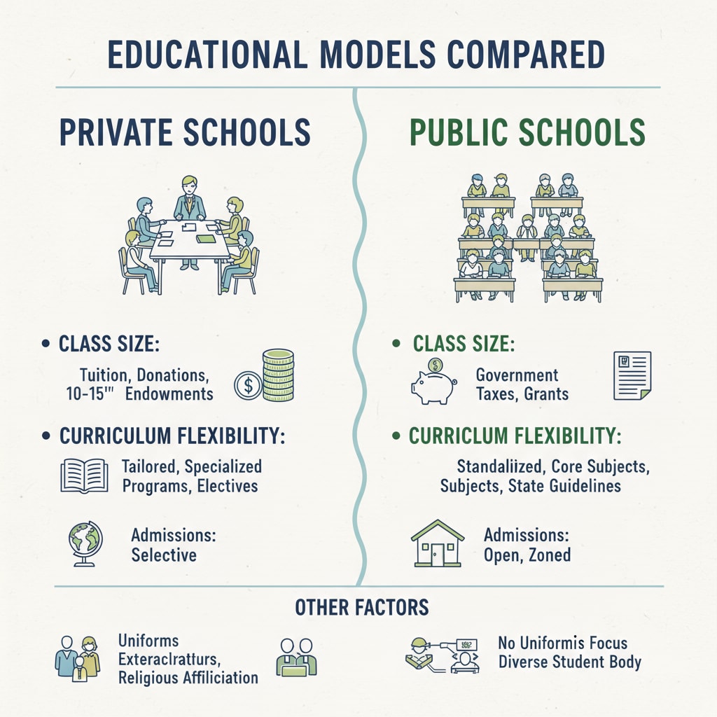 Comparison of private and public schools for educational choices