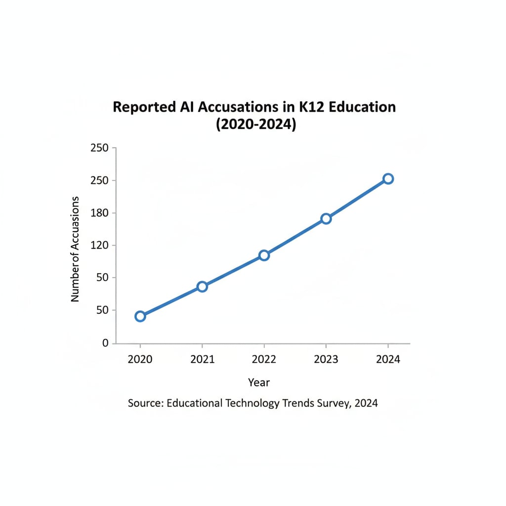 Graph showing the rise of AI accusations in K12 education relevant to academic integrity and thesis defense