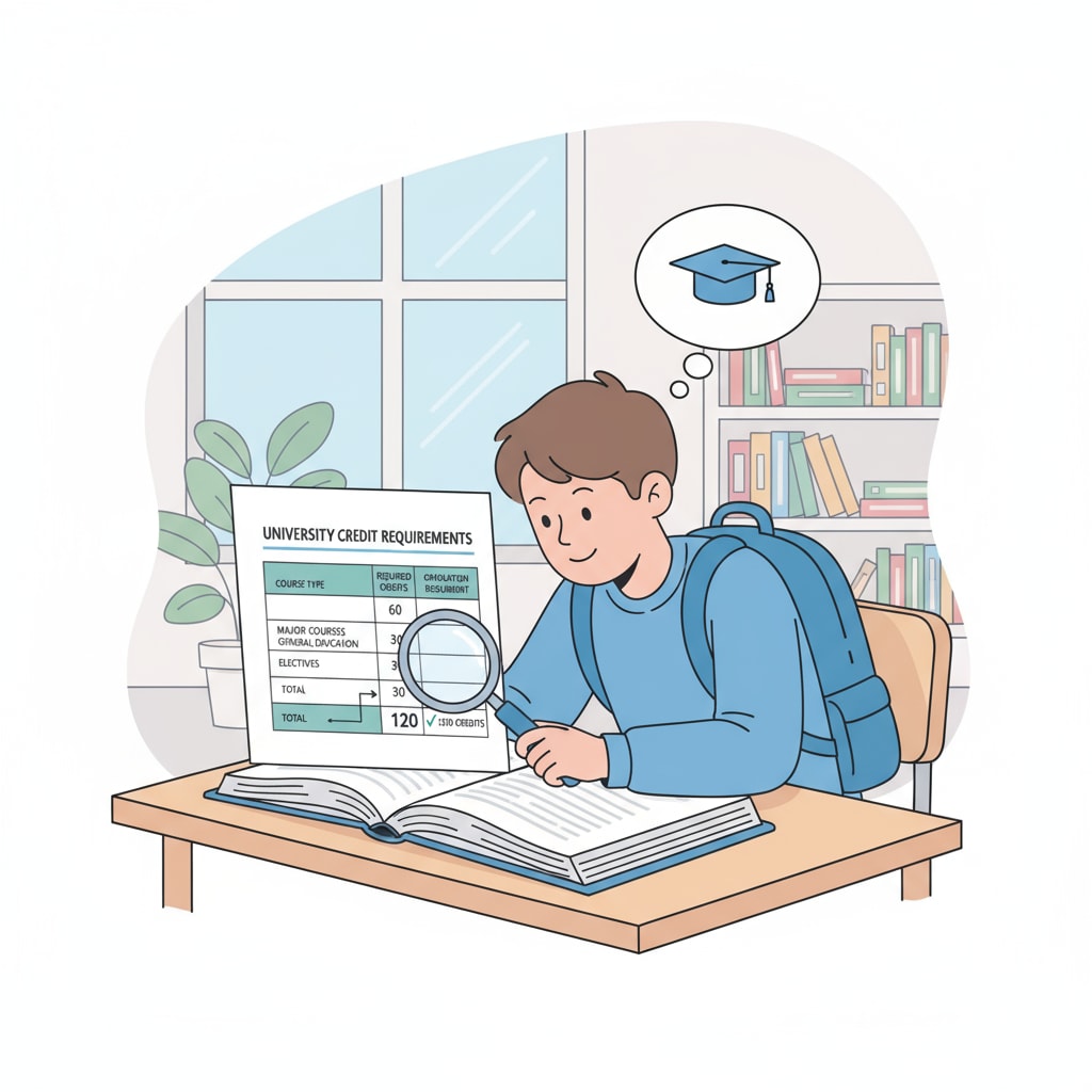 A student examining credit requirements for graduation