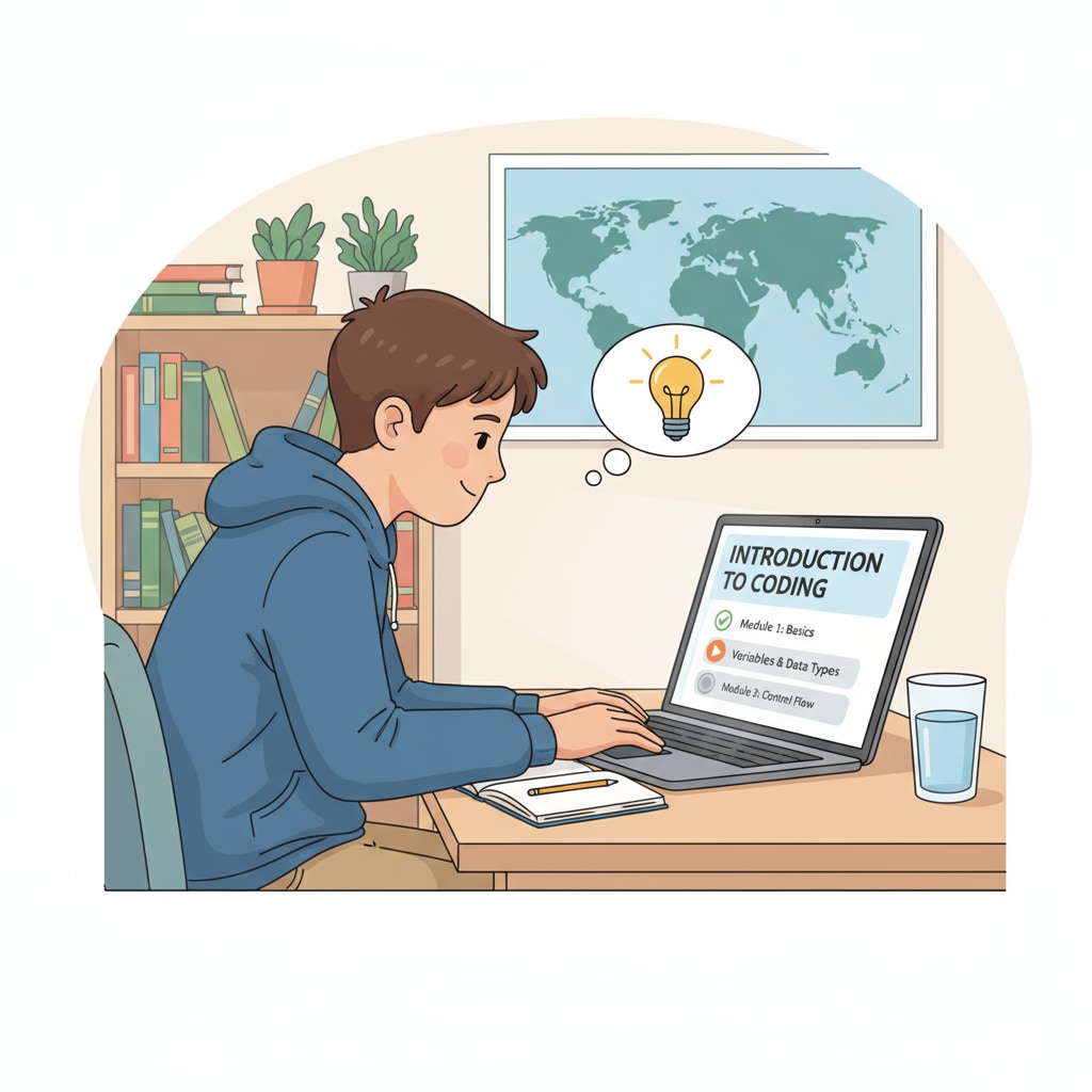 A student studying an online course for credit towards graduation