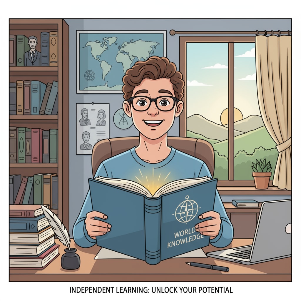 A confident home-educated teenager studying