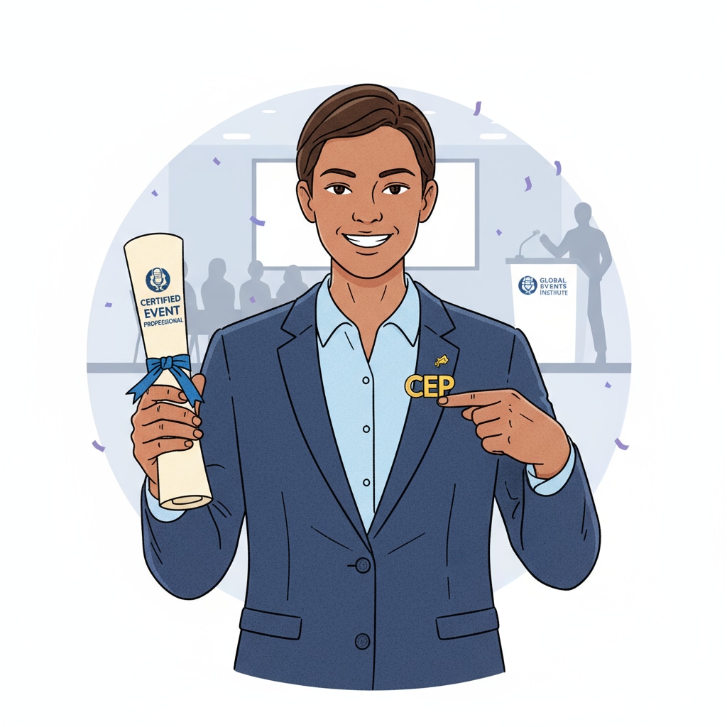 Person with event industry certification diploma relevant to event industry career growth