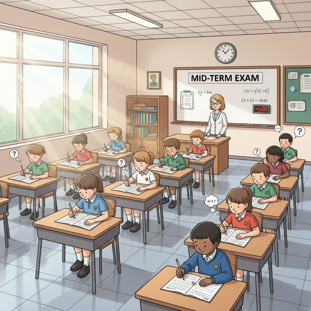 A classroom scene related to educational assessment, student ability measurement, and teaching strategies