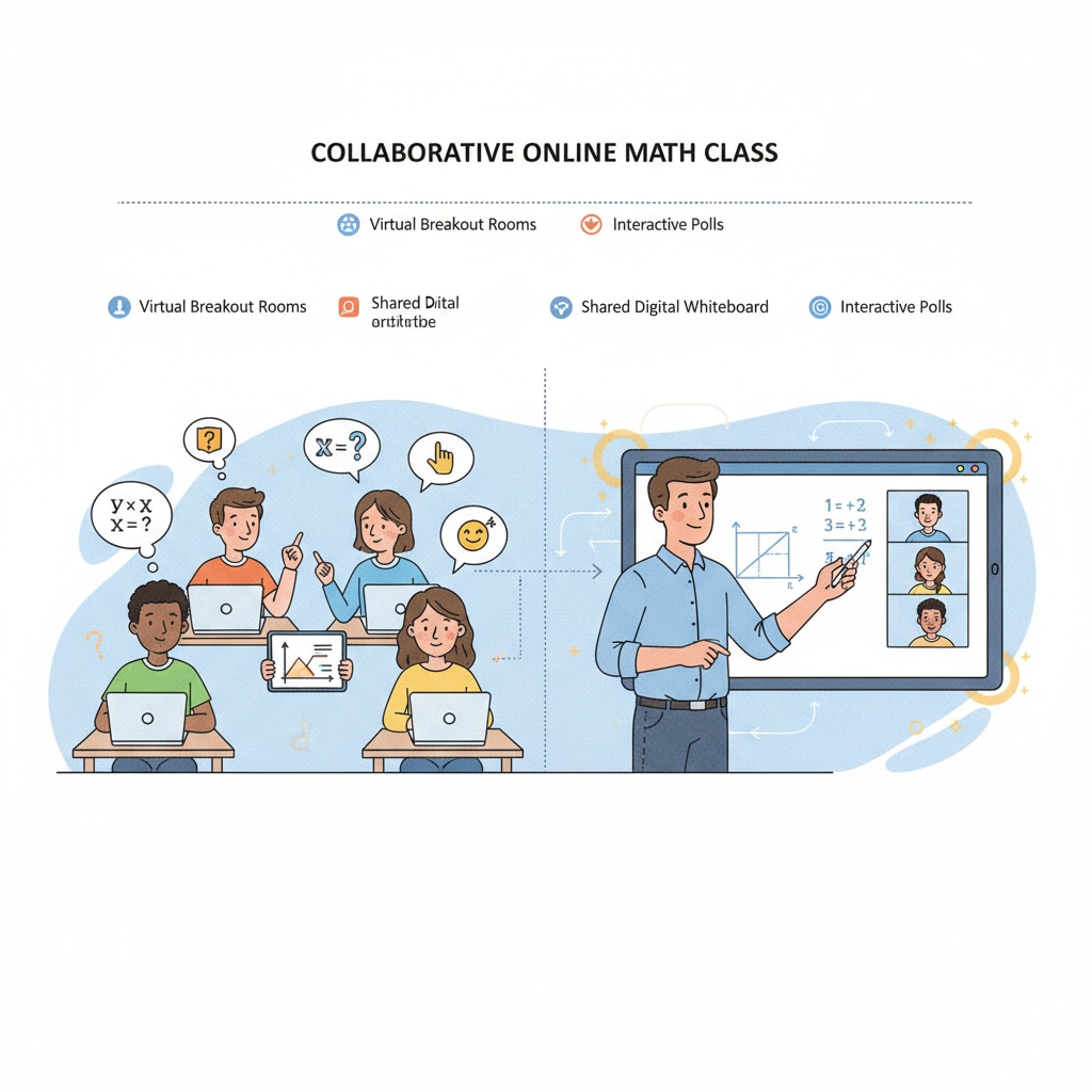 Students participating in an online math class related to mathematics degrees, distance education, and online courses