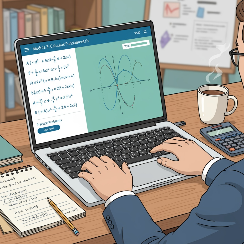 A student studying math online in the context of mathematics degrees, distance education, and online courses