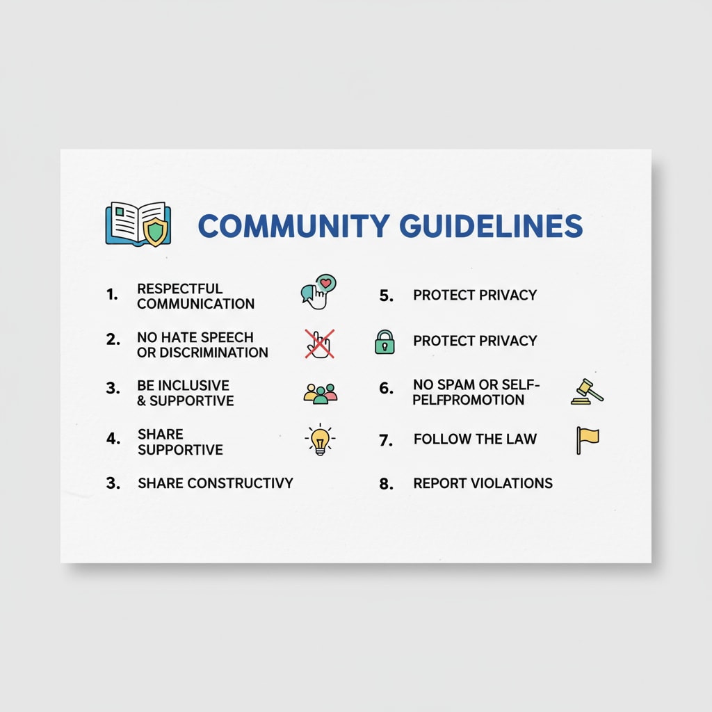 A graphic showing a list of community rules Community rules graphic for Reddit education community