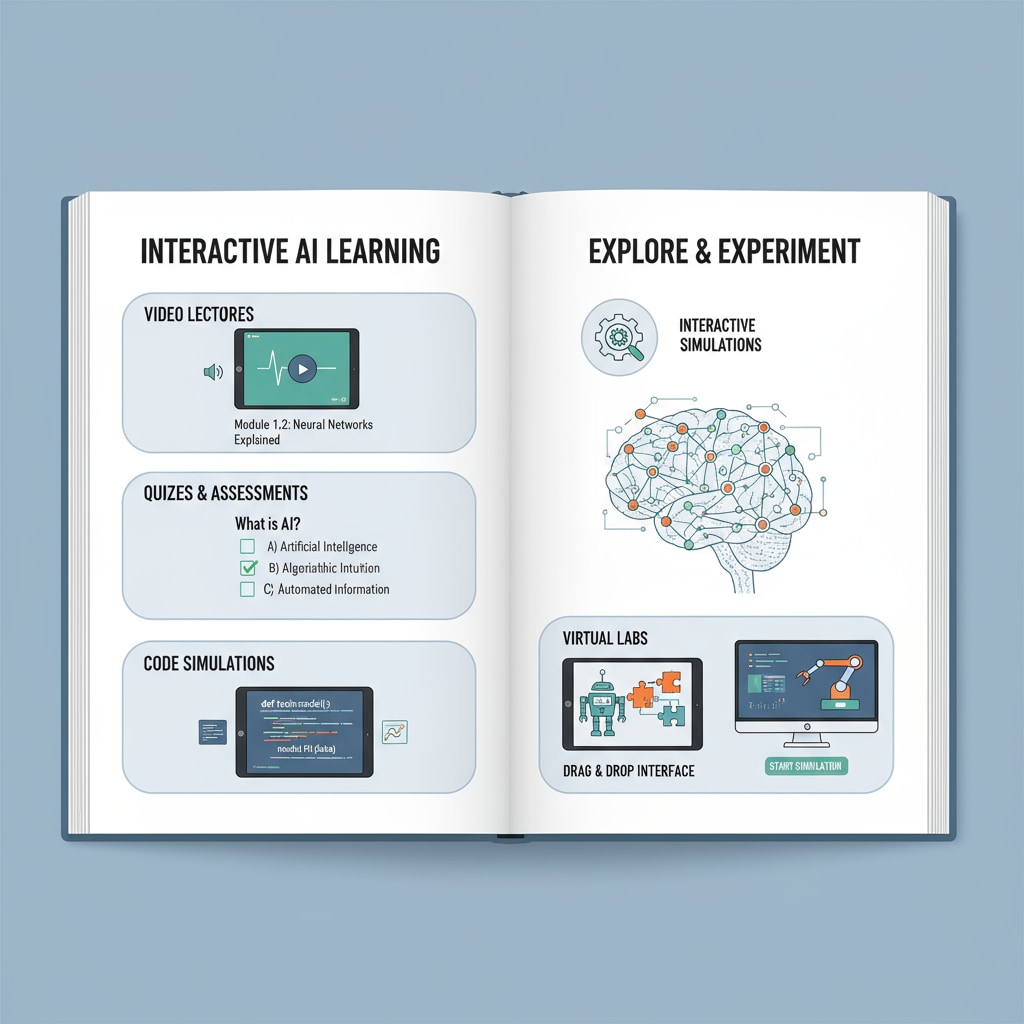 Diagram of interactive elements in an AI textbook