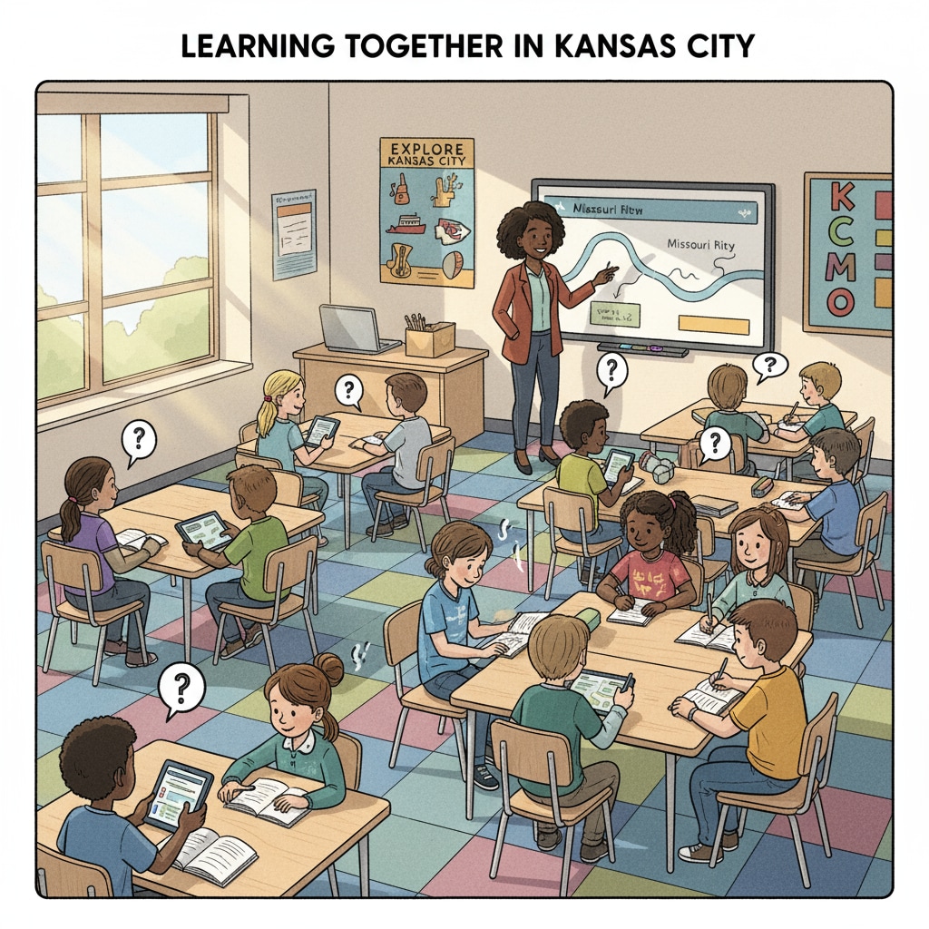 Students in a Kansas City school classroom, related to school performance and state rankings