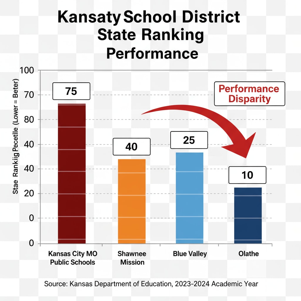 Graph showing performance differences of Kansas City school districts in state rankings