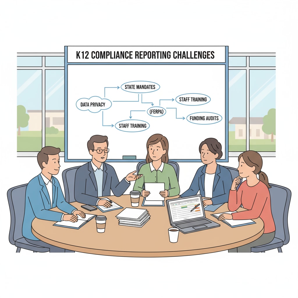 Educators discussing compliance reporting in K12