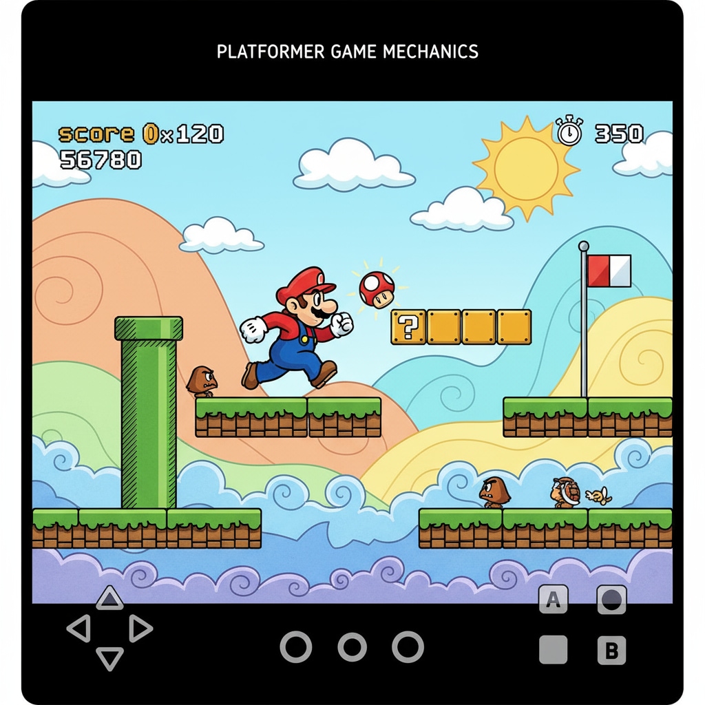 Mario running in a regular game environment, highlighting the difference from educational games like Prodigy.