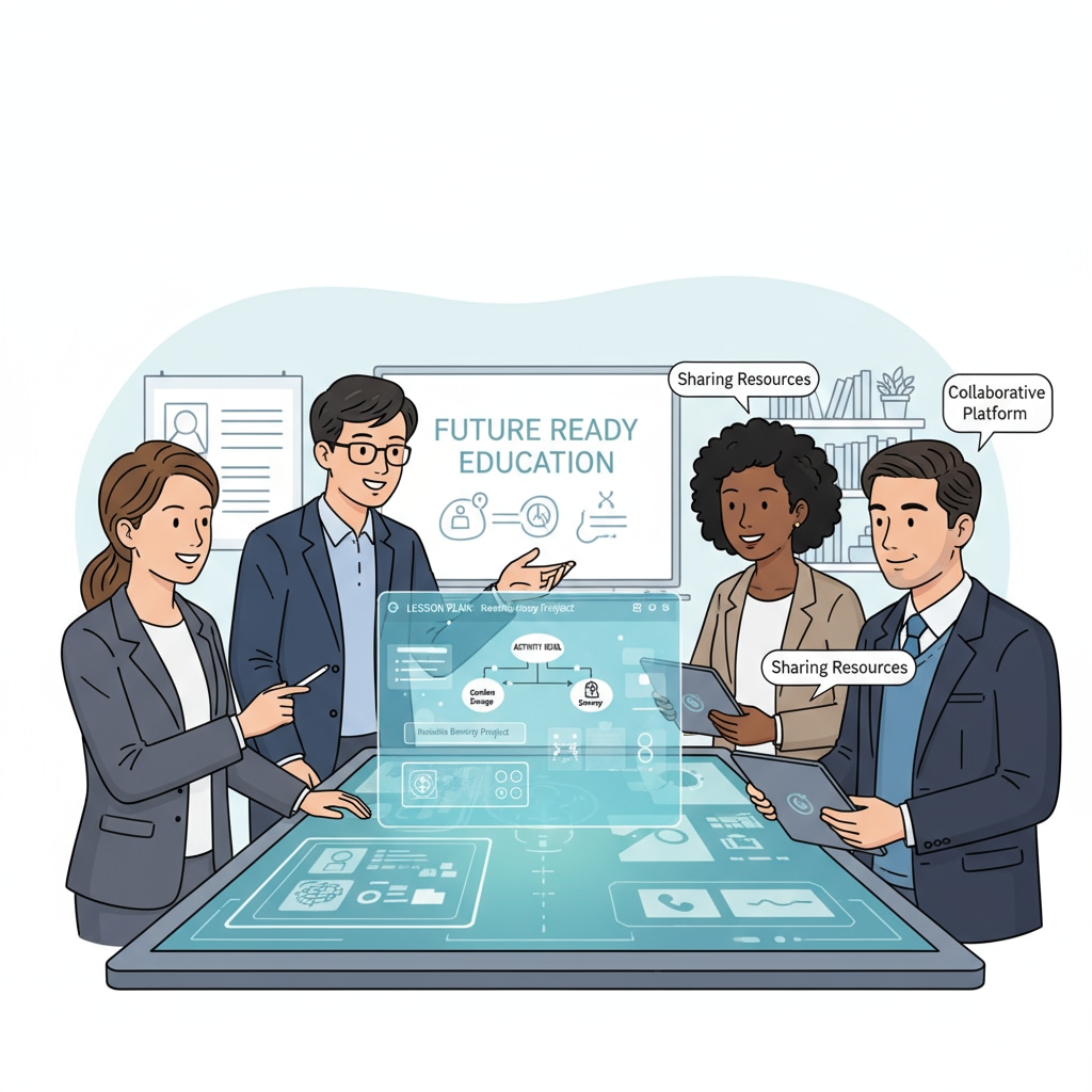 Teachers collaborating on a digital platform for project - based learning resource sharing