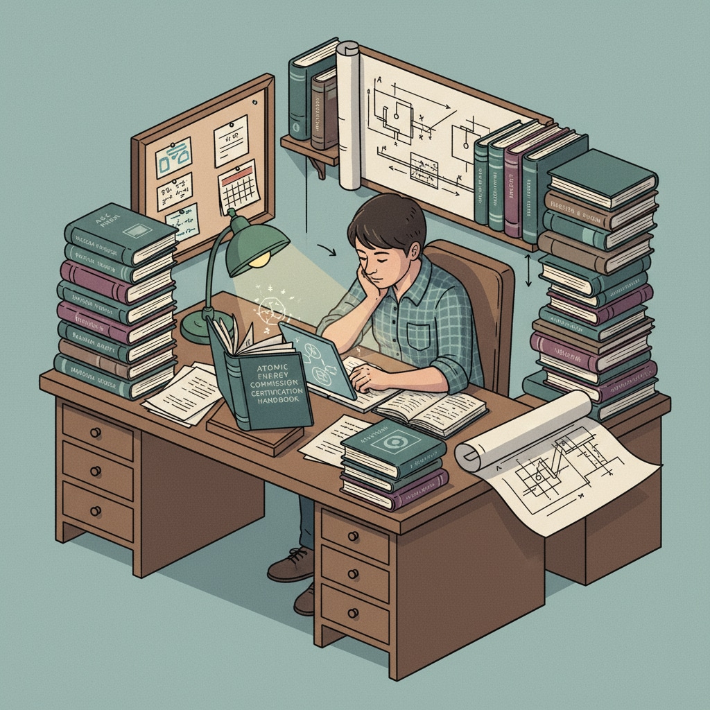 A student preparing for the Atomic Energy Commission junior administrative position exam