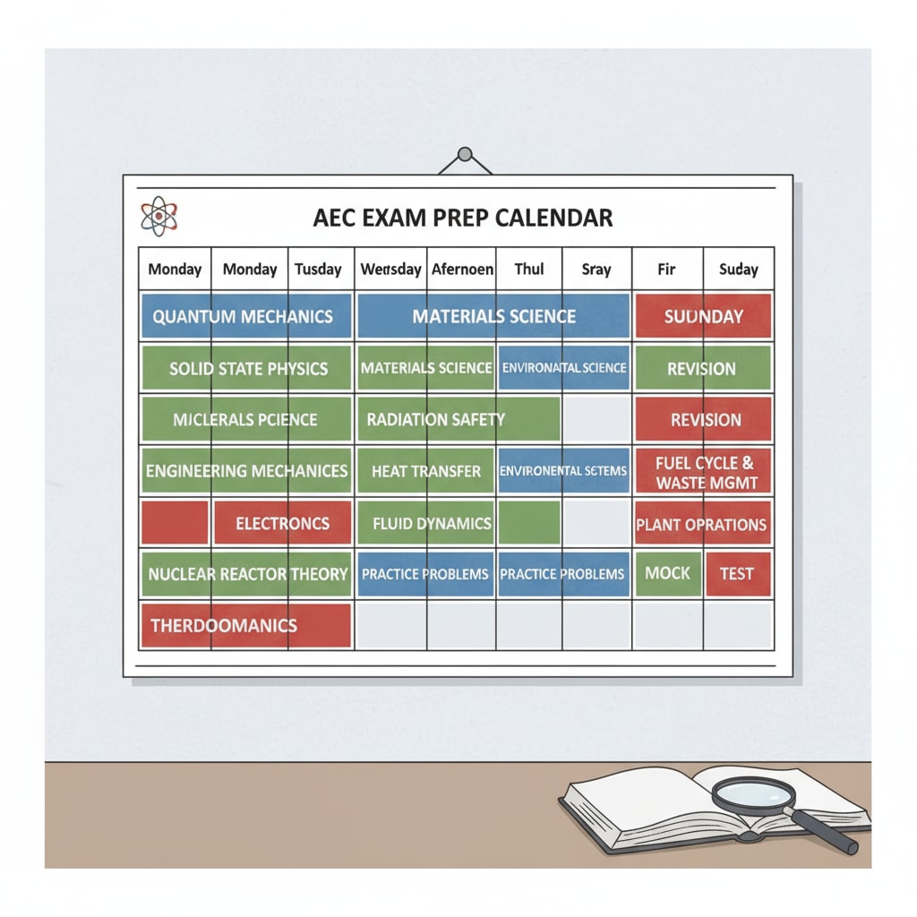 Calendar for Atomic Energy Commission junior administrative position exam preparation time management