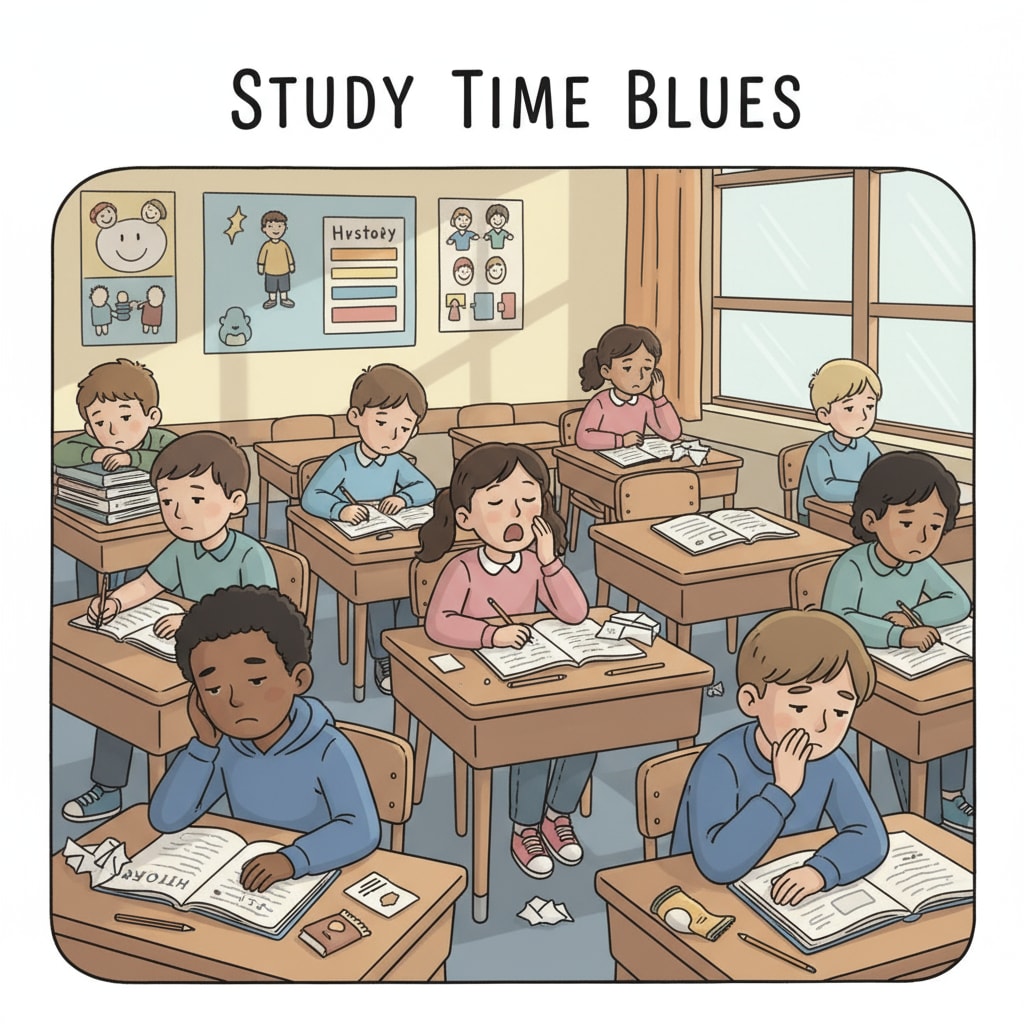 K12 students lacking learning motivation sitting at desks