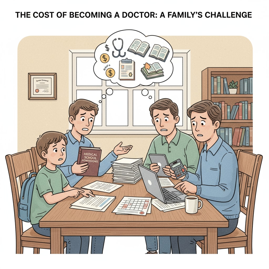 A family expressing concerns about the finances related to medical higher education