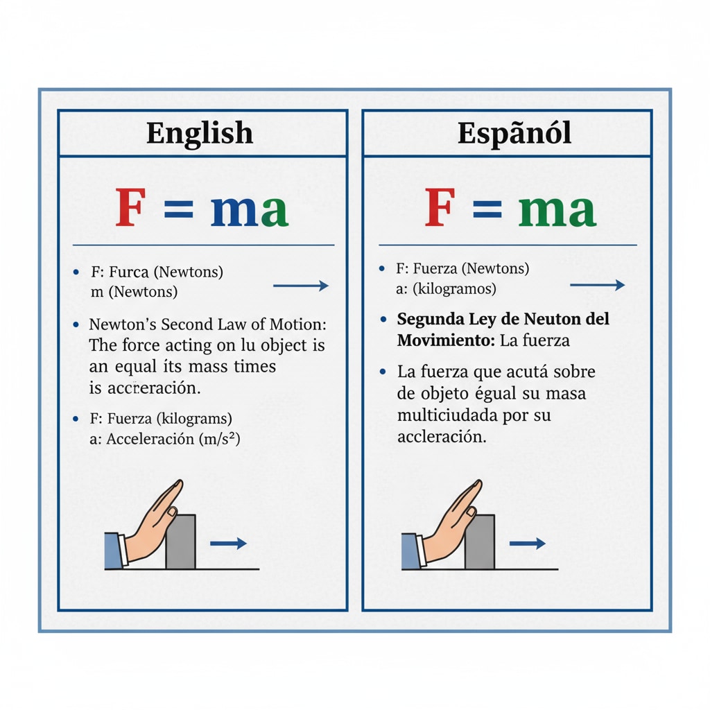 Comparison of physics formula in different languages