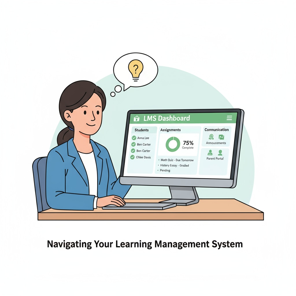 A teacher using a learning management system for post-pandemic secondary education