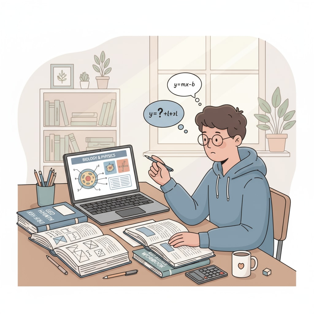 A student studying GED math and science resources