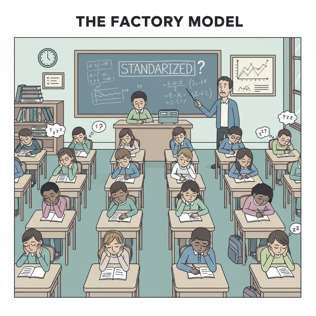 A bored classroom in the American education system highlighting cultural deficiencies and need for social change