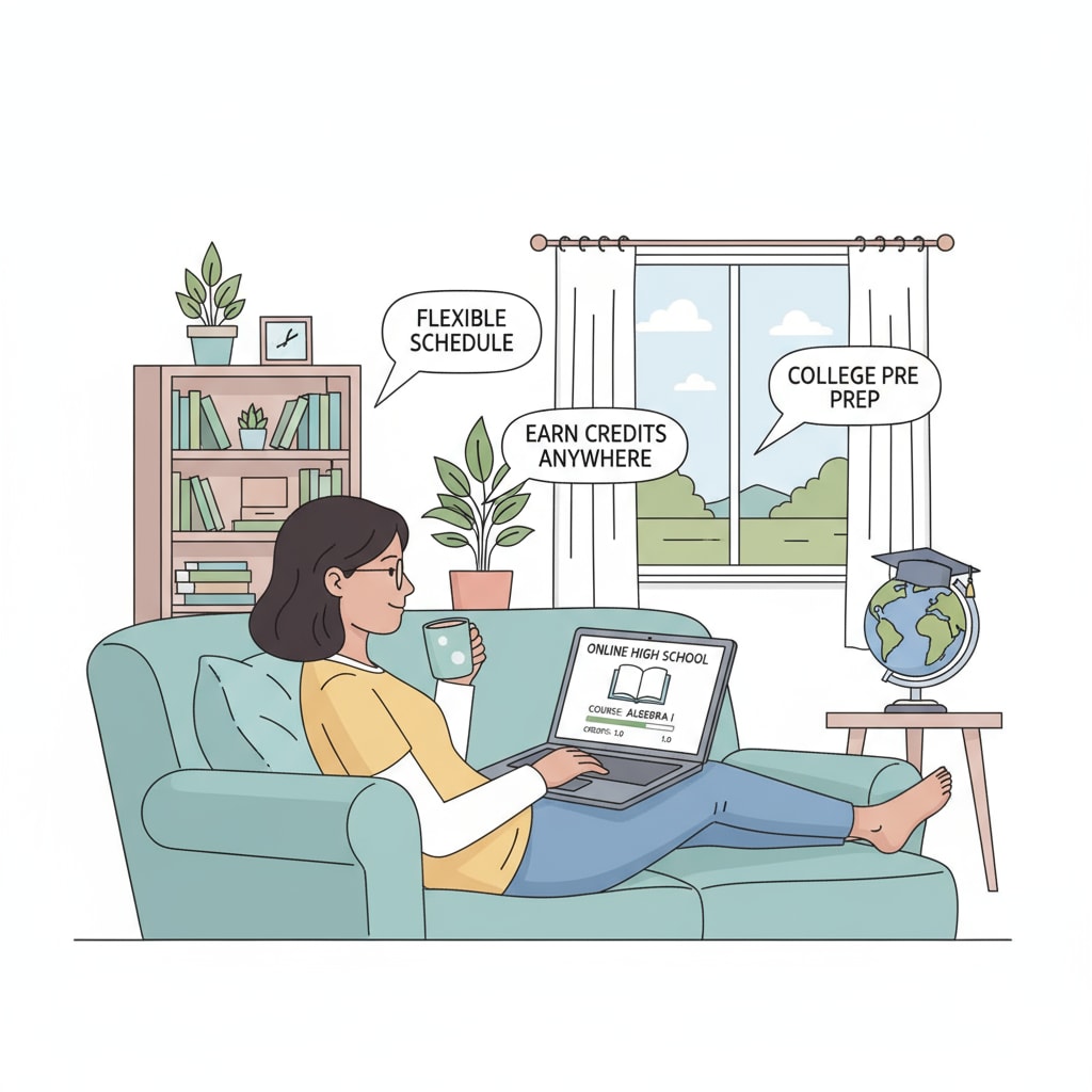 Person using laptop for online high school credit course