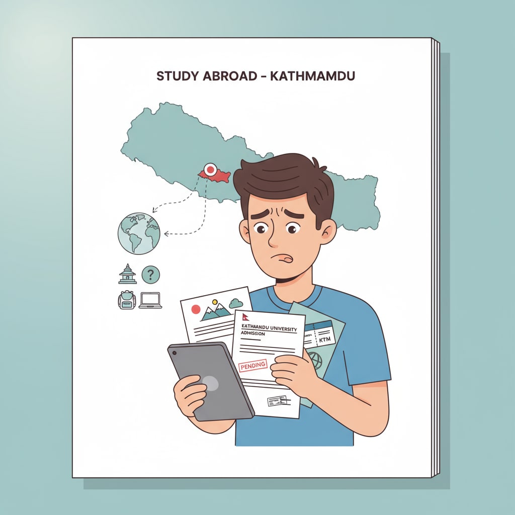 A worried student in Kathmandu regarding study abroad plans affected by a potential scam.