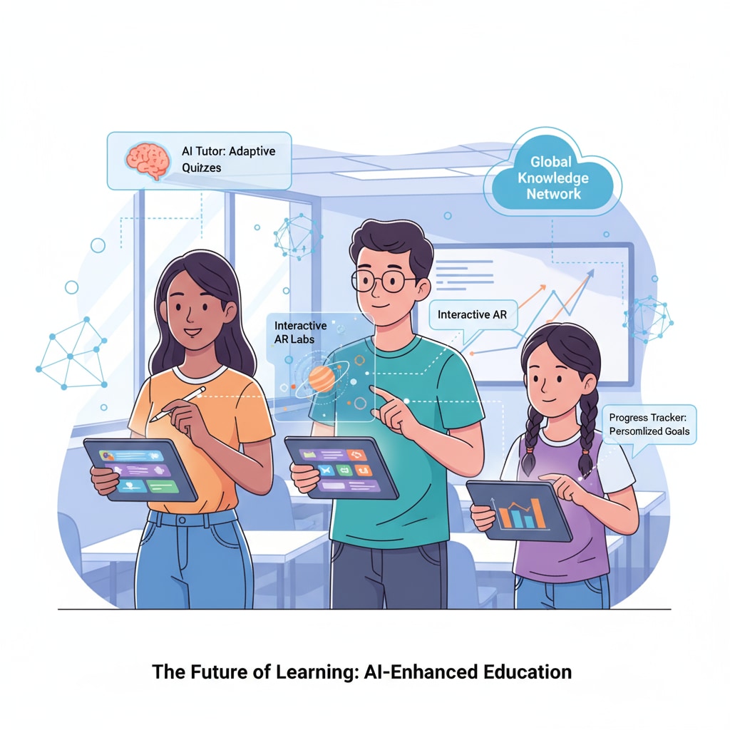 Students engaged with AI textbooks for interactive learning based on Bloom's Taxonomy