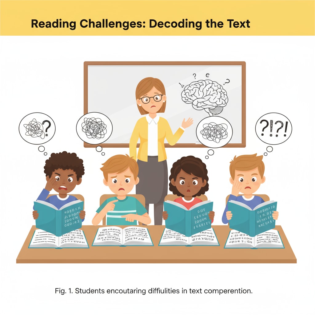 Students in a classroom struggling with reading comprehension, highlighting an issue in the education system related to functional illiteracy