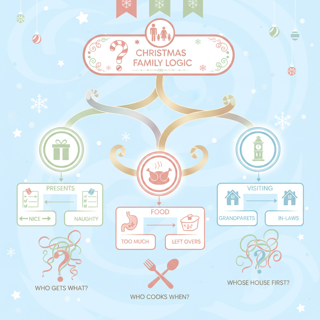 Detailed description of the second image related to Christmas family logic challenges Kids engaged in Christmas family logic challenges during a scavenger hunt
